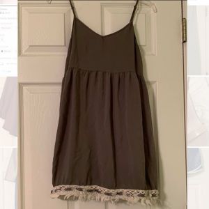 Fringe bottom dress- olive w detail L can fit a M